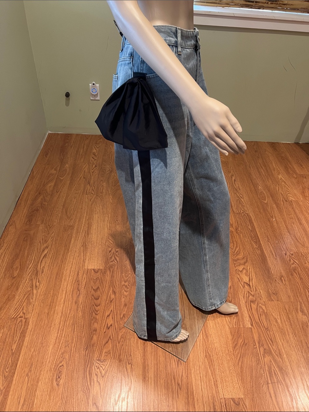 Micas Light Wash Jeans with Black Side Stripe And Bow Size XL